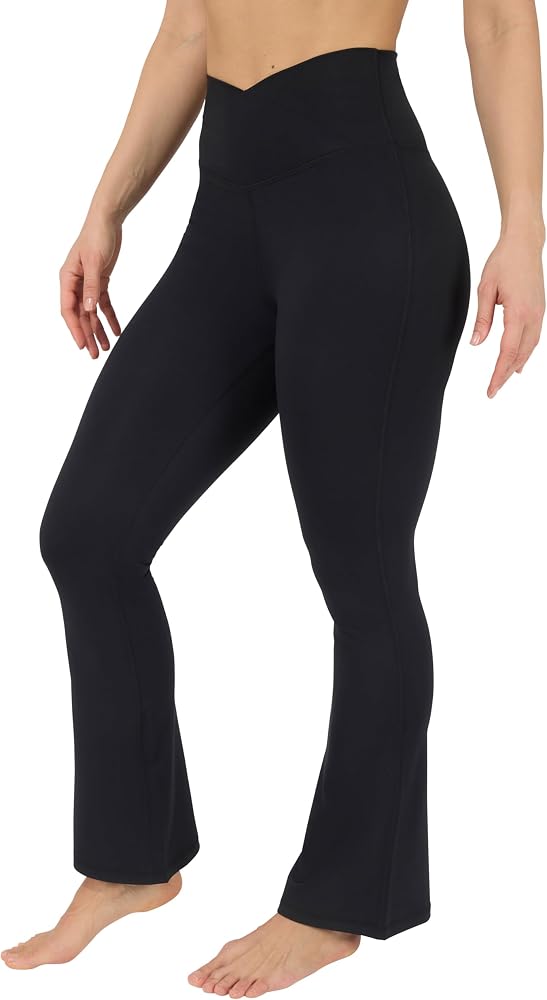 Womens Flare Legging Crossover High Waisted Squat Proof Bootcut Yoga Pant 29"/31.5" — Black 29